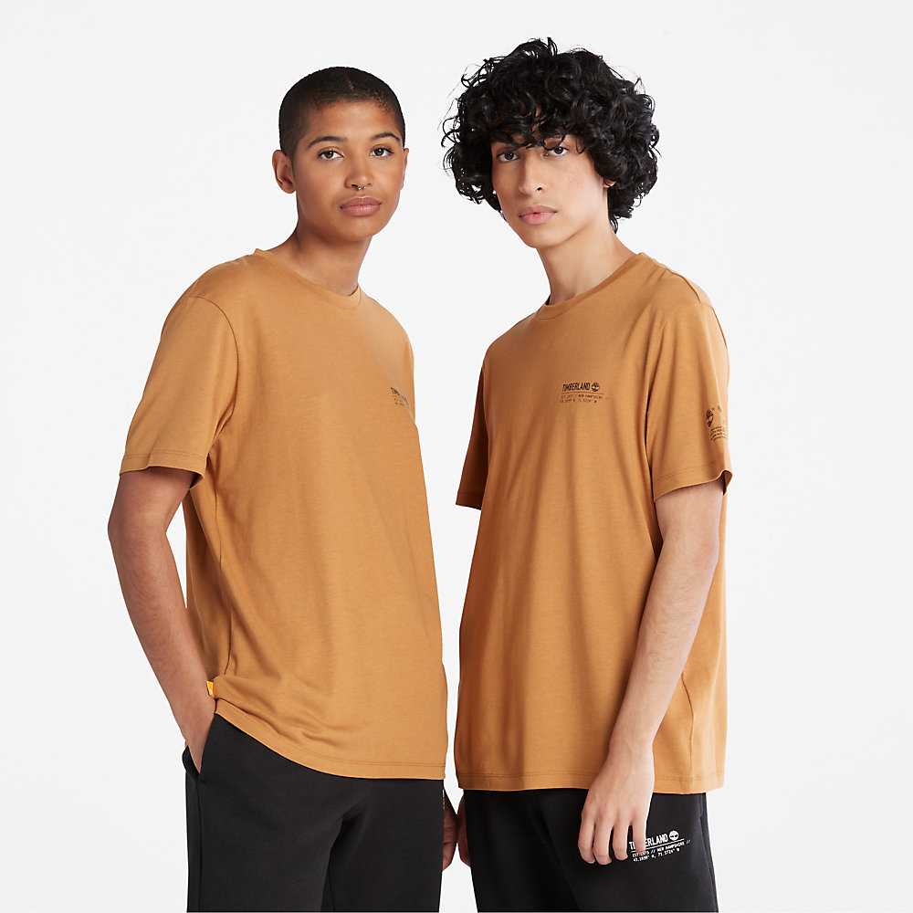 Light Brown Men's Timberland Luxe Comfort Essentials Tencel™ x Refibra™ T Shirts | Israel-8307641