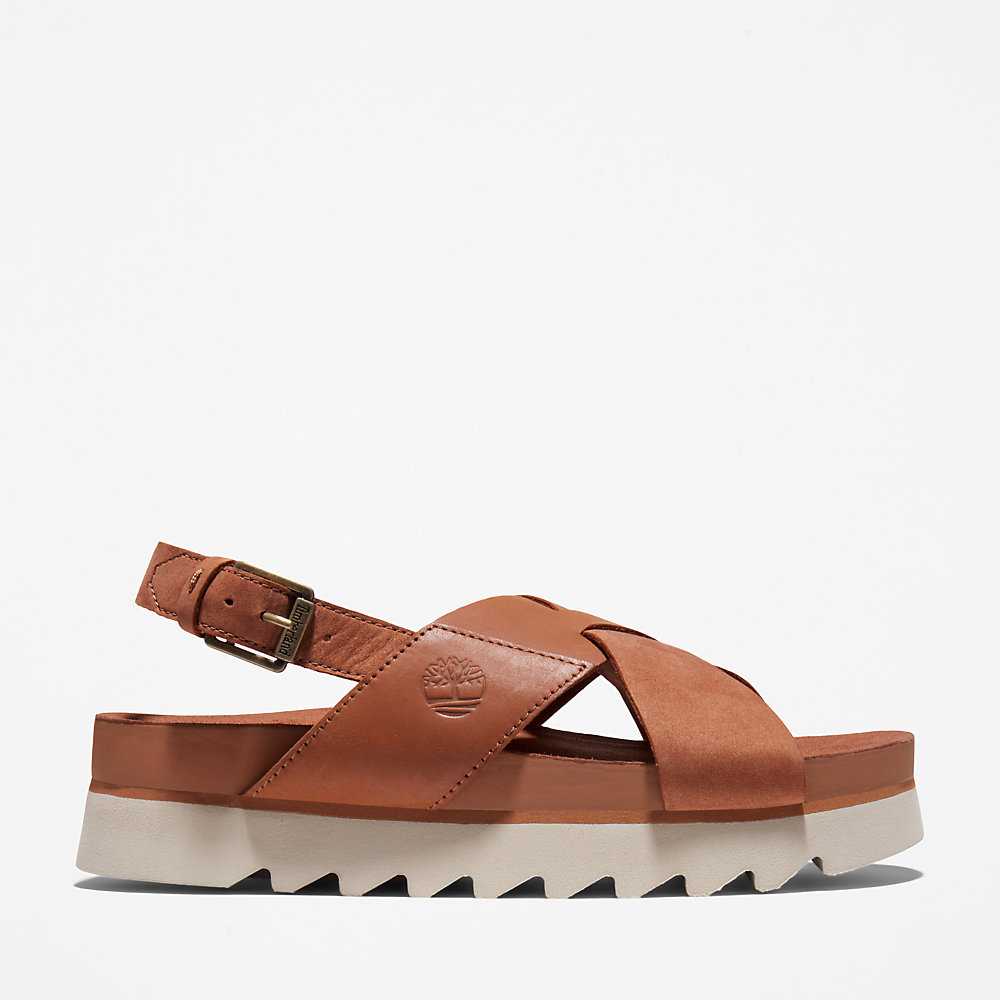 Light Brown Women's Timberland Santa Monica Sunrise Sandals | Israel-4087391