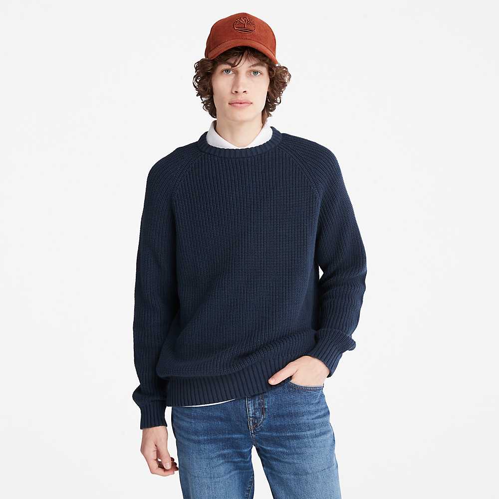 Navy Men's Timberland Beards Brook Sweaters | Israel-0184297