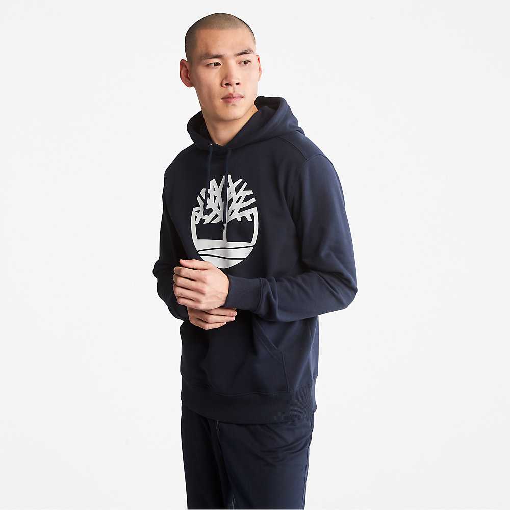 Navy Men's Timberland Core Tree Logo Hoodie | Israel-8763012