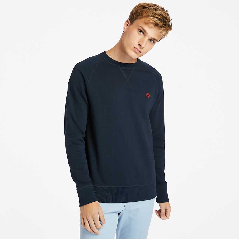 Navy Men's Timberland Exeter River Sweatshirt | Israel-5764318