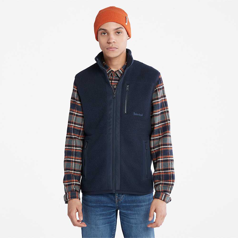 Navy Men's Timberland High-pile Vest | Israel-2470983