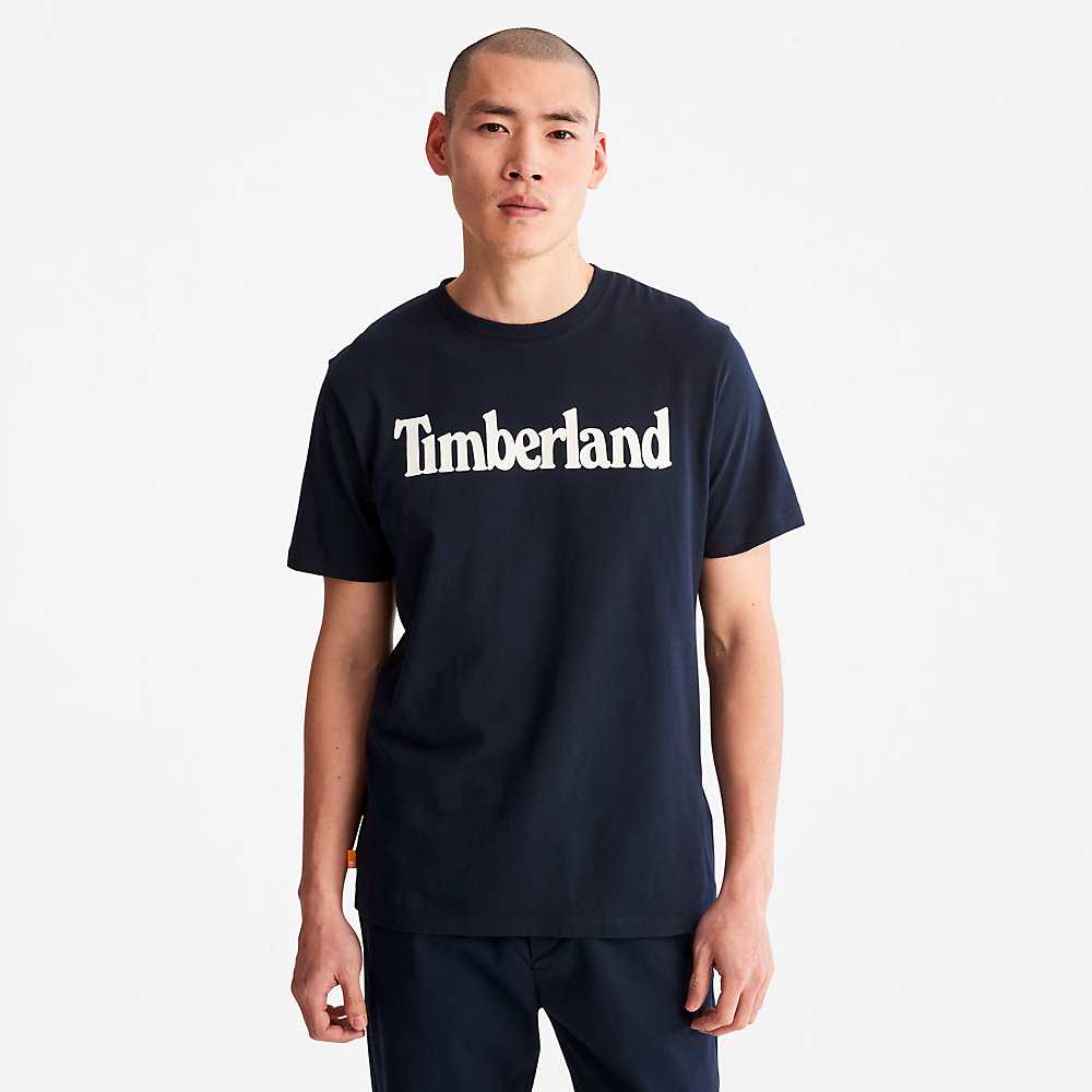 Navy Men's Timberland Kennebec River T Shirts | Israel-3614098