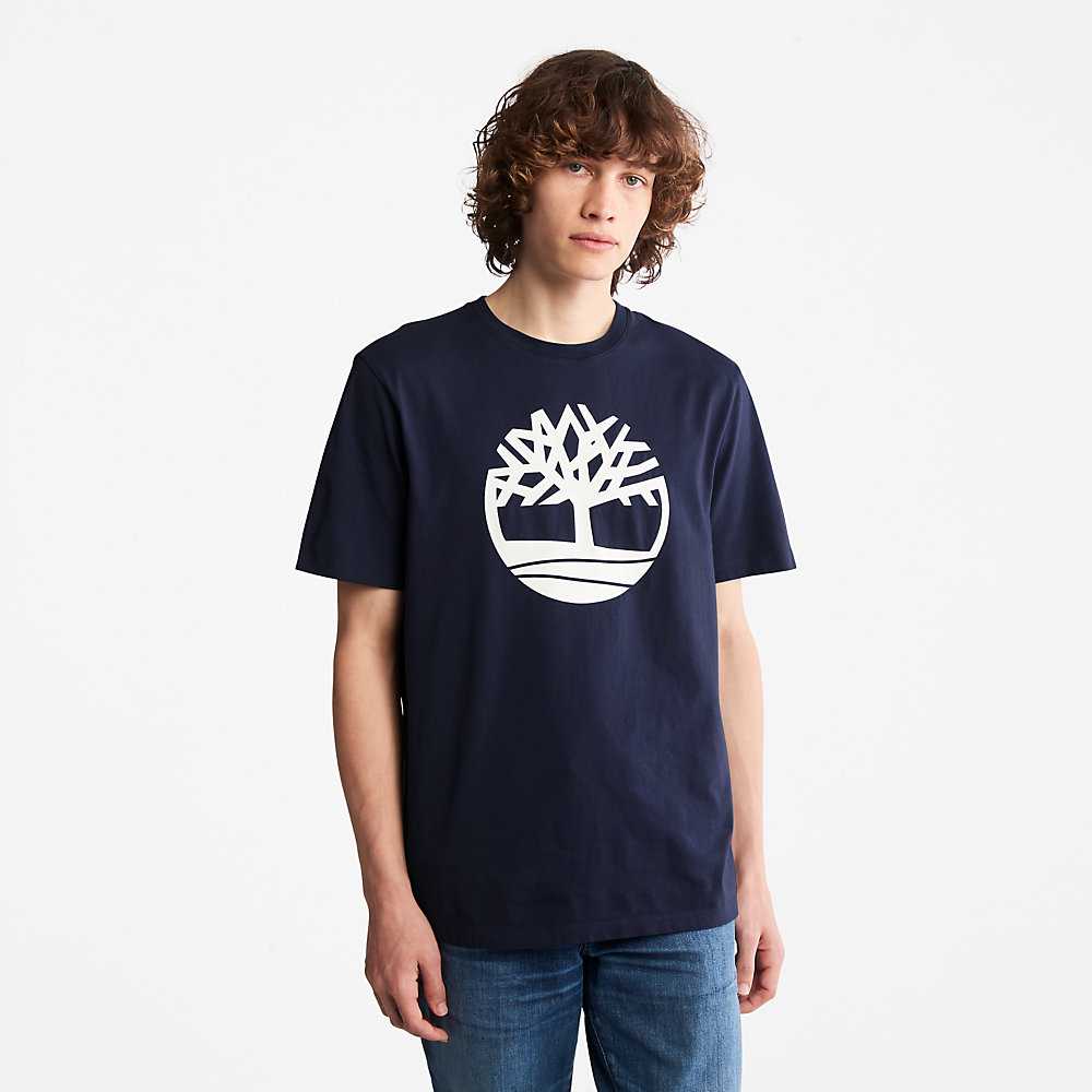 Navy Men's Timberland Kennebec River T Shirts | Israel-6210534