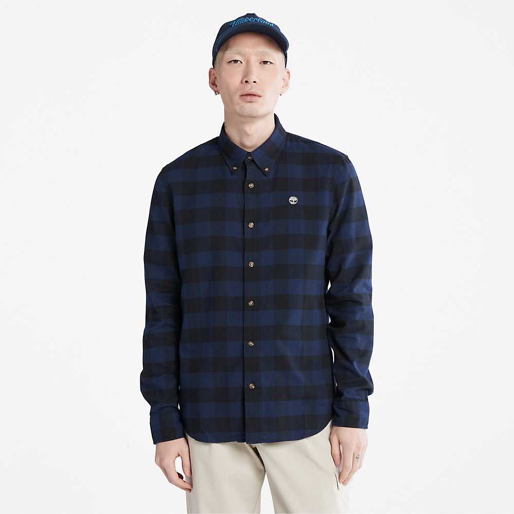 Navy Men's Timberland Mascoma River Check Shirt | Israel-8937245