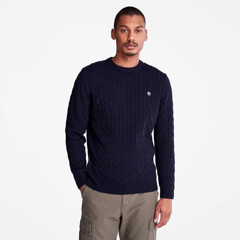 Navy Men's Timberland Phillips Brook Sweaters | Israel-4865302