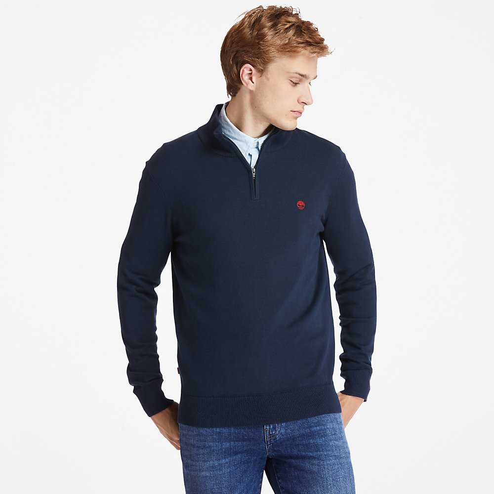 Navy Men's Timberland Williams River Sweaters | Israel-6541802