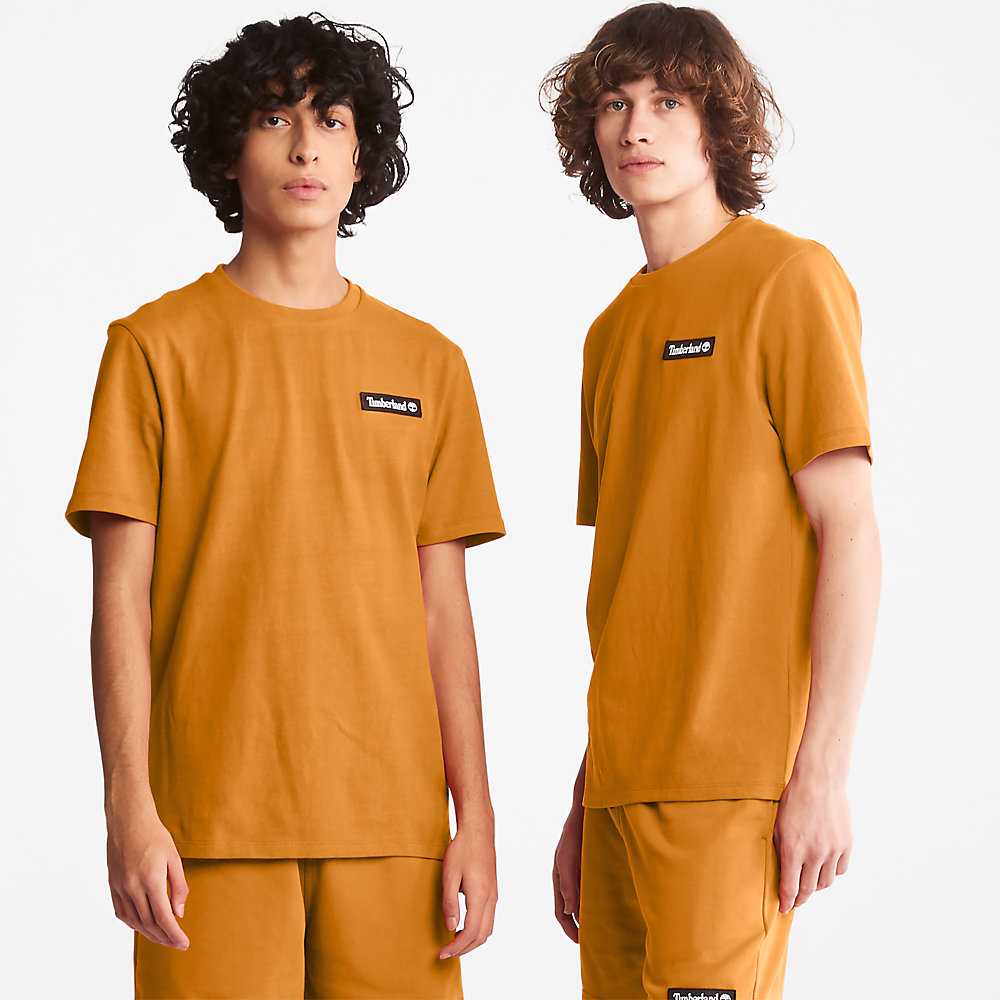 Orange Men's Timberland All Gender Heavyweight Badge T Shirts | Israel-6254109