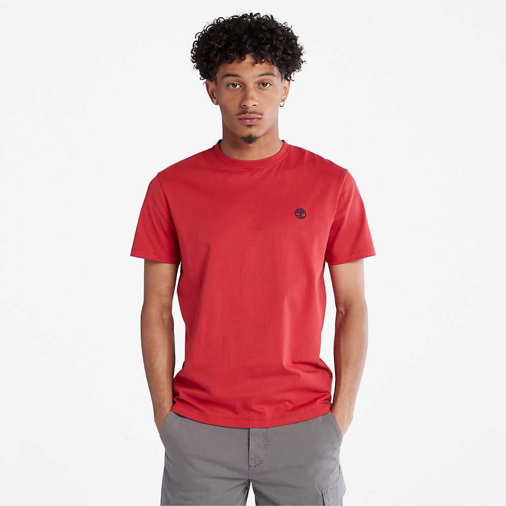 Red Men's Timberland Dunstan River T Shirts | Israel-0793851