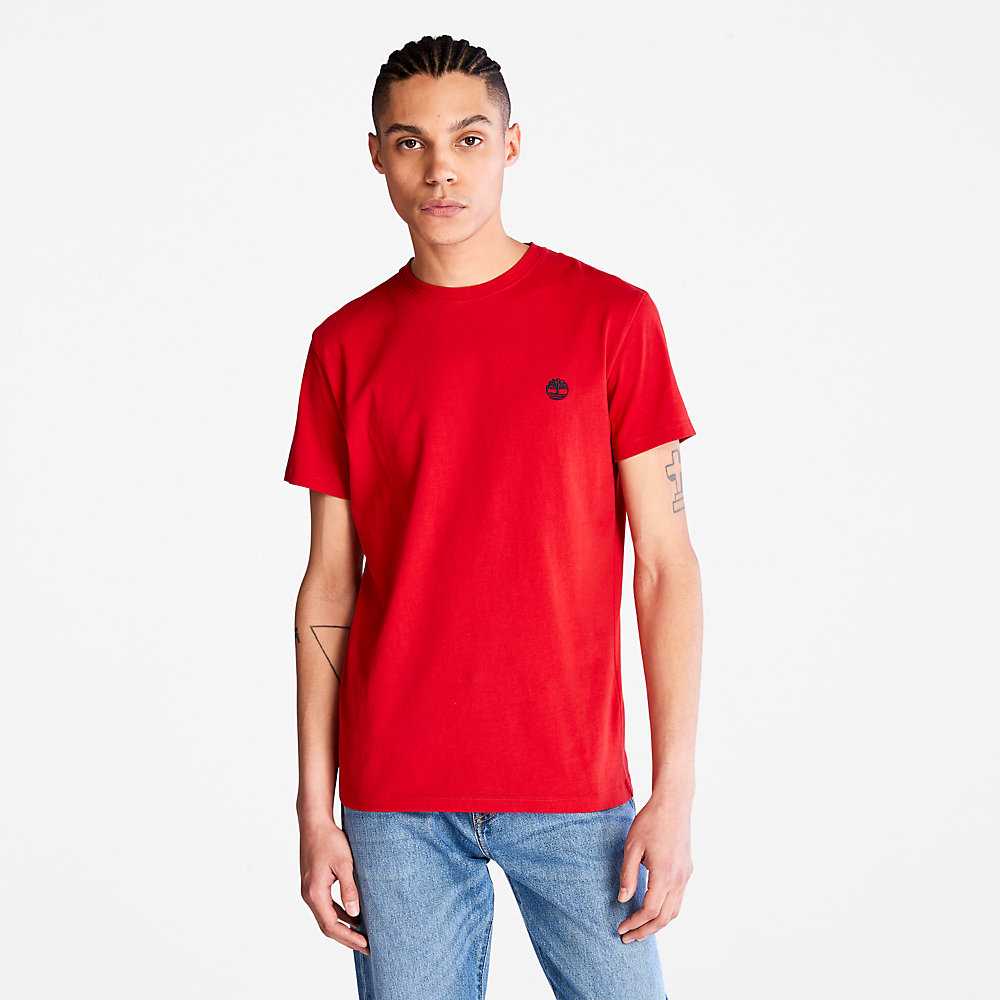 Red Men's Timberland Dunstan River T Shirts | Israel-8517240