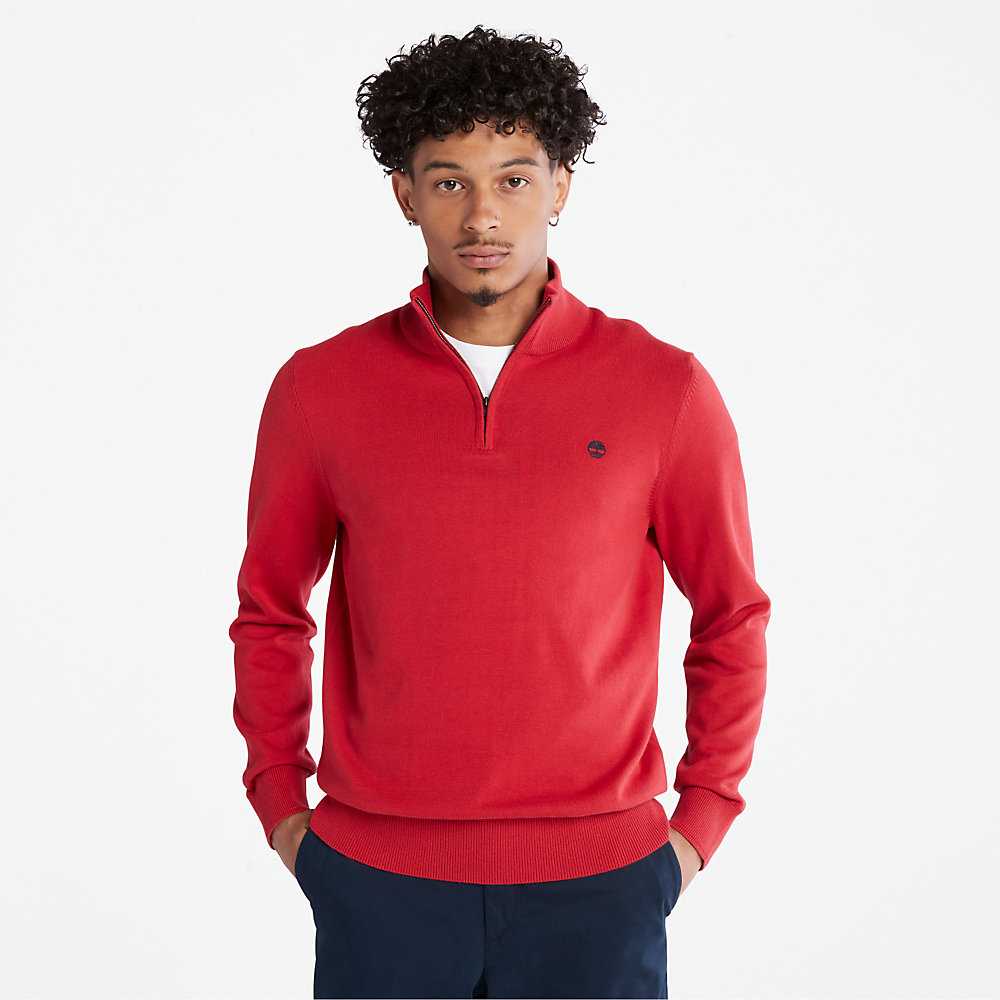 Red Men's Timberland Williams River Sweatshirt | Israel-7549126