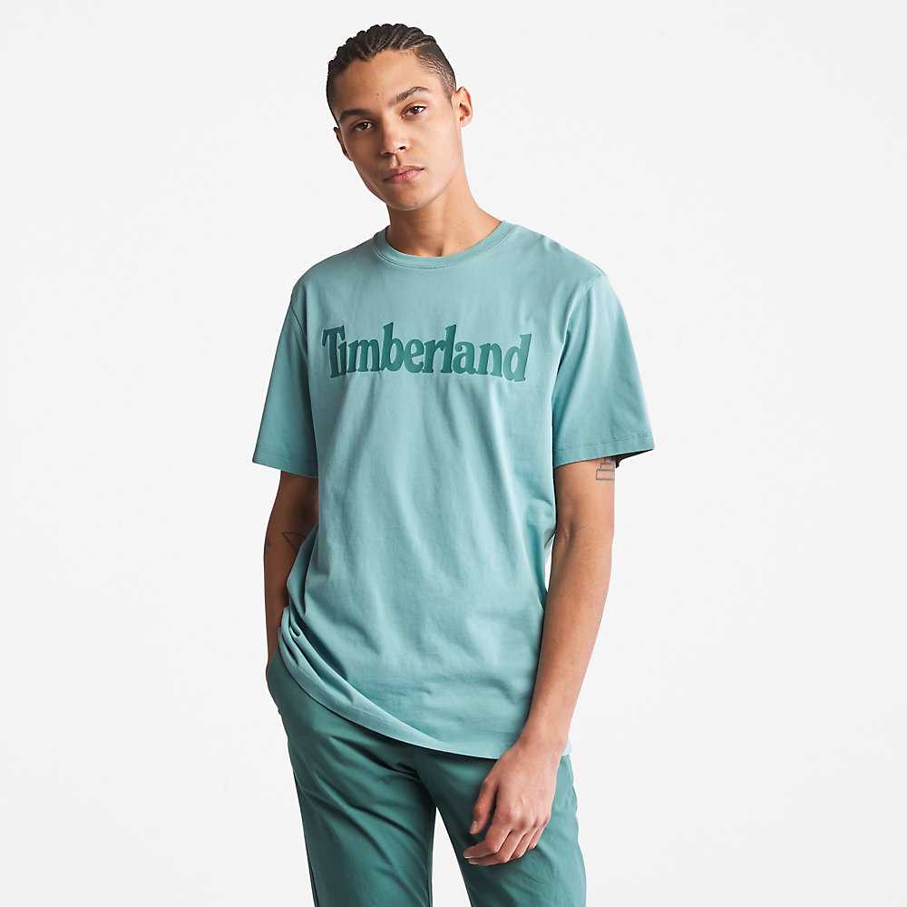 Turquoise Men's Timberland Kennebec River T Shirts | Israel-0965348