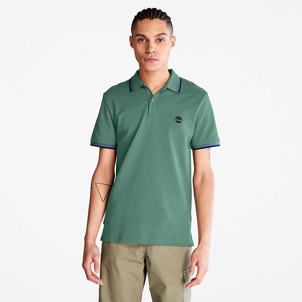 Turquoise Men's Timberland Millers River Polo Shirts | Israel-7139658