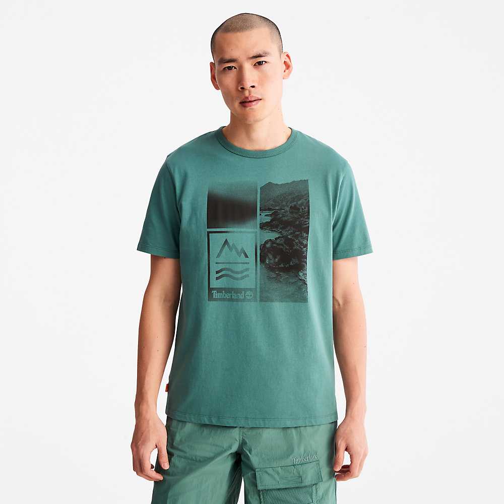 Turquoise Men's Timberland Mountains-to-Rivers T Shirts | Israel-8673905