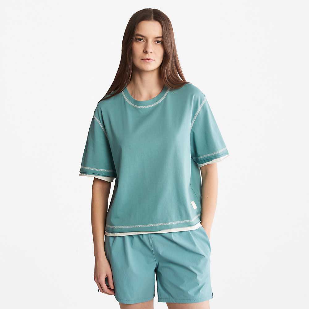 Turquoise Women's Timberland Anti-Odour Supima® T Shirts | Israel-5810432