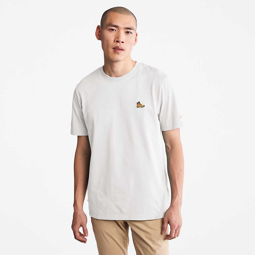 White Men's Timberland Boot-Logo T Shirts | Israel-5214036