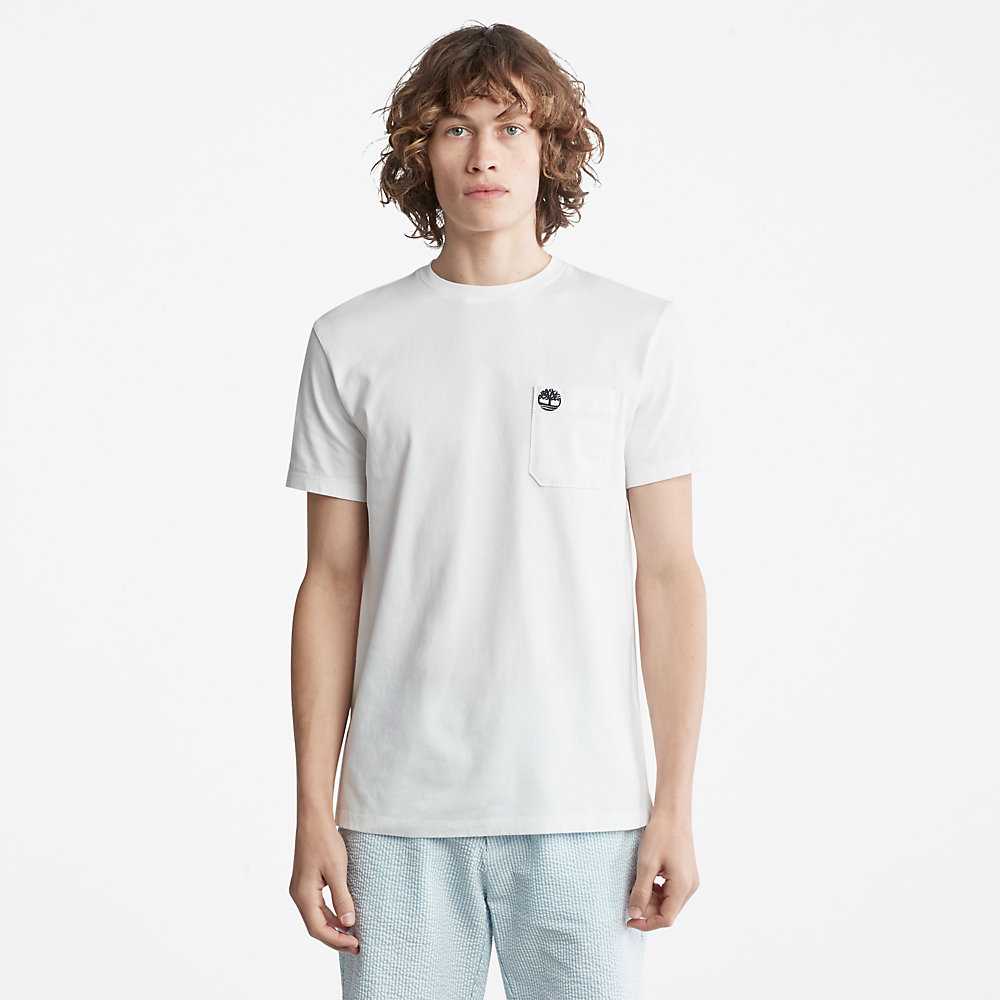 White Men's Timberland Dunstan River T Shirts | Israel-0127946