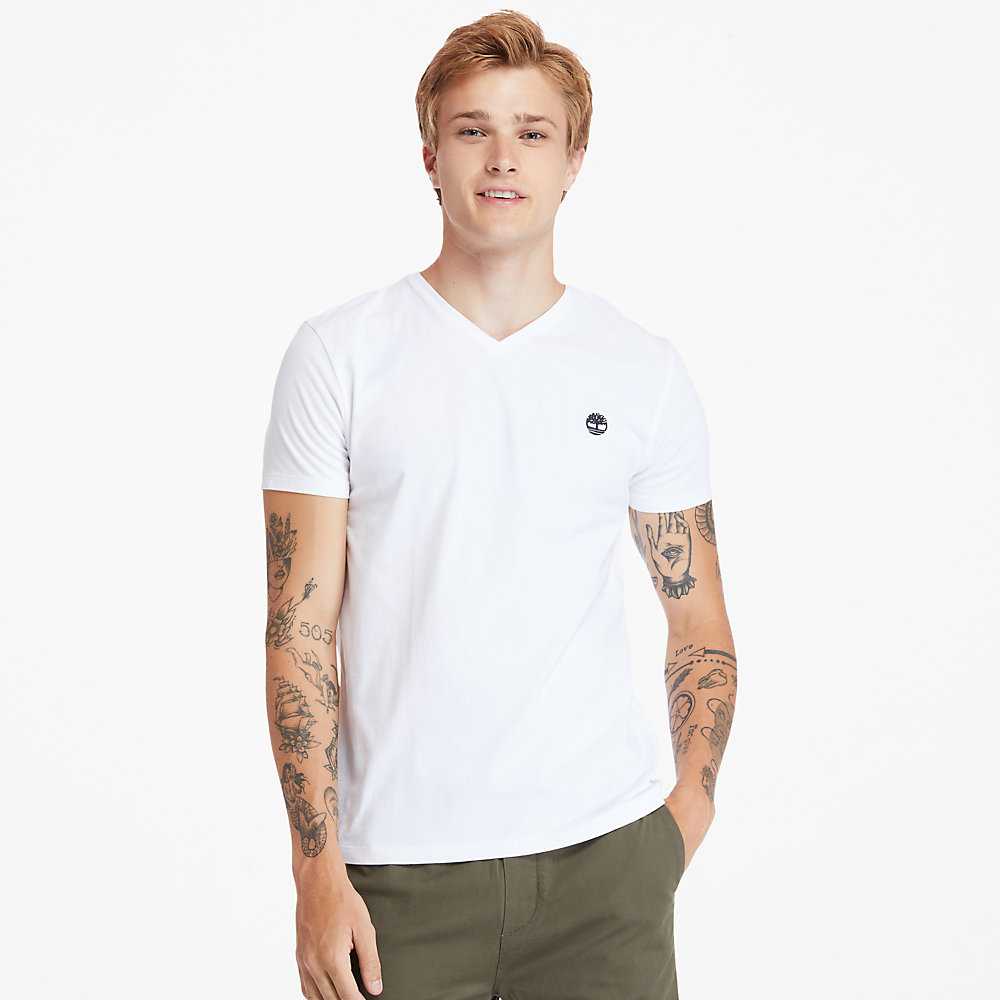 White Men's Timberland Dunstan River T Shirts | Israel-7546231