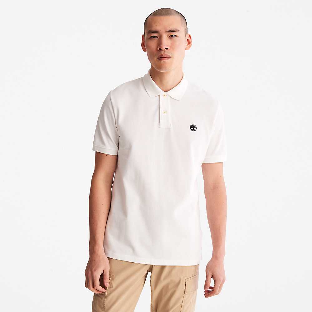 White Men's Timberland Millers River Polo Shirts | Israel-4765032