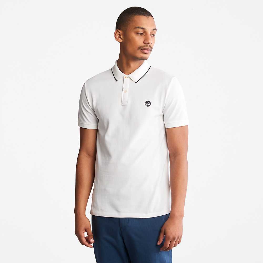 White Men's Timberland Millers River Polo Shirts | Israel-8140673