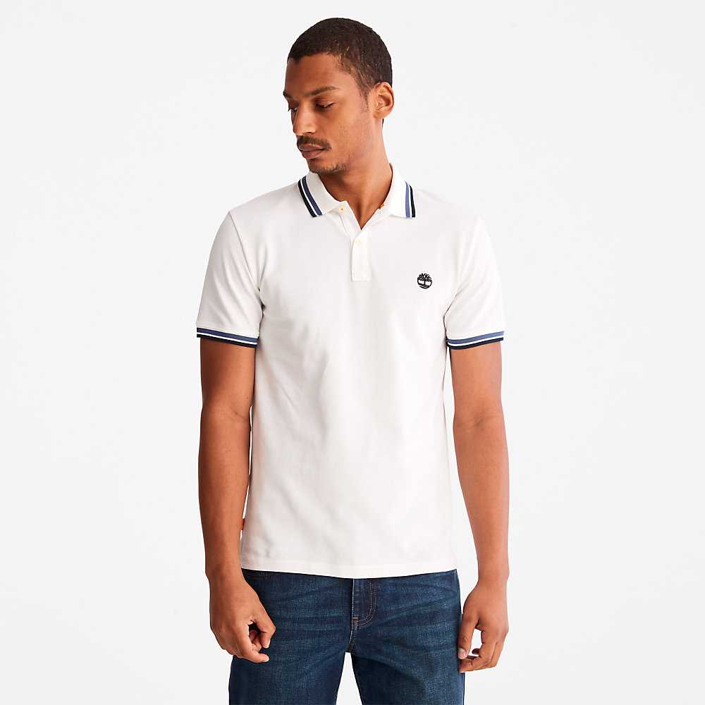 White Men's Timberland Millers River Polo Shirts | Israel-9205134