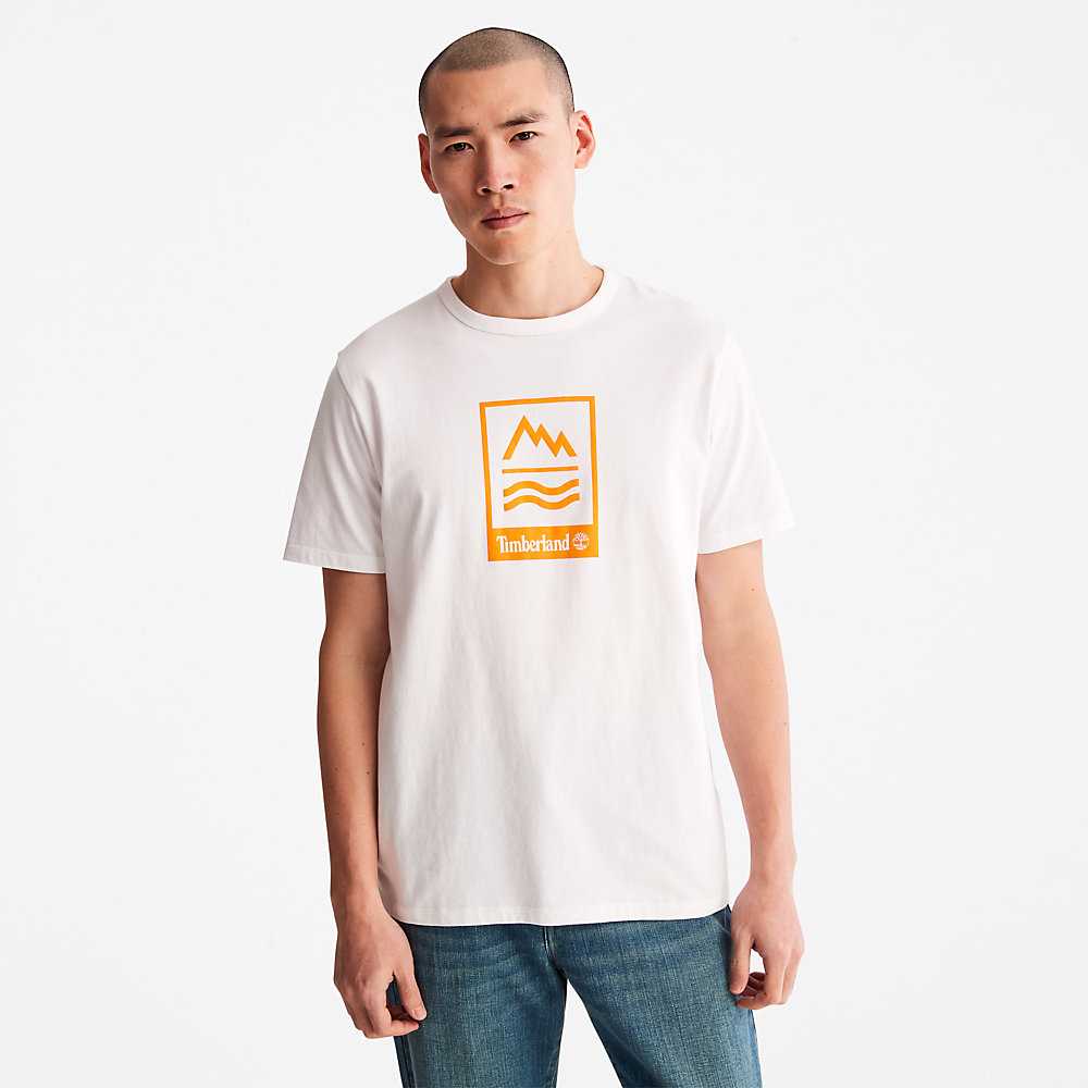 White Men's Timberland Mountains-to-Rivers T Shirts | Israel-8216573